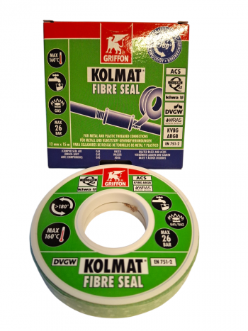 Preview: Griffon Kolmat Fibre Seal Gewindedichtband 12 mm x 15 m grün